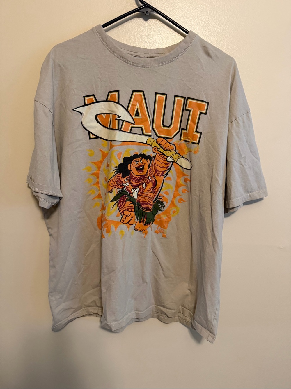 Disney Maui Graphic Short Sleeve Tee - Light Beige with Orange Print